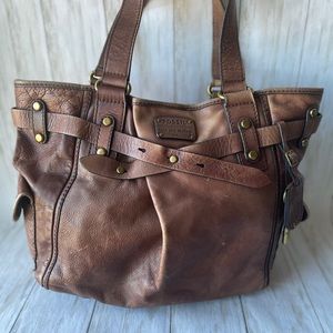 Vintage Fossil Leather Tote